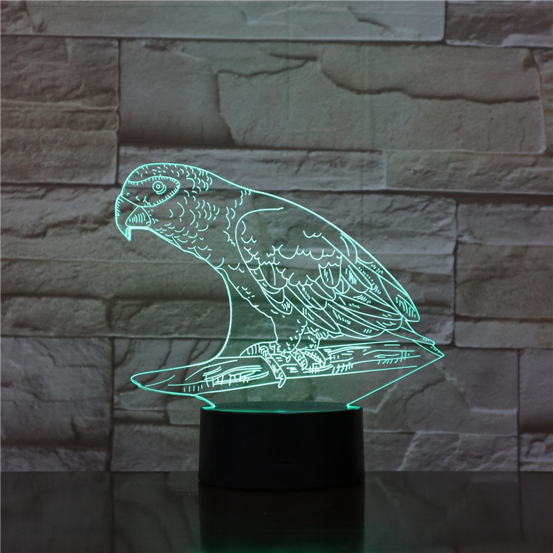 앵무새 3D 램프 동물 새 3D 밤 빛 7 변경 가능한 LED 빛 장식 테이블 램프 크리 에이 티브 선물로 원격 제어 1660
